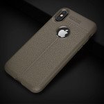 Wholesale iPhone X (Ten) TPU Leather Armor Hybrid Case (Space Gray)